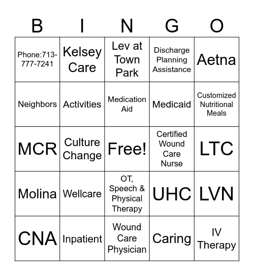 The Lev at Town Park Bingo Card