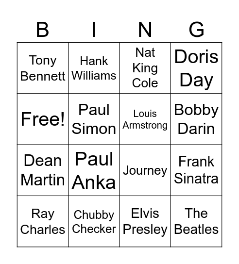 Music Bingo Card