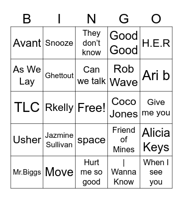 R&B Bingo Card