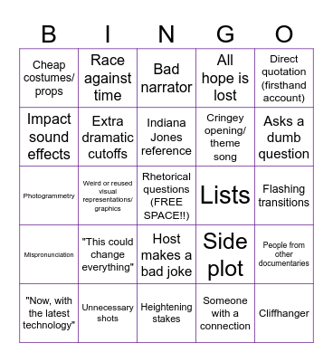 Documentary Bingo! Bingo Card