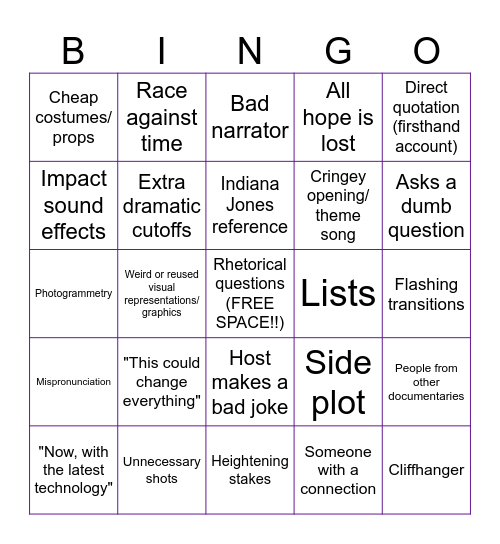 Documentary Bingo! Bingo Card