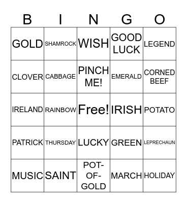 ST. PATRICK'S DAY Bingo Card