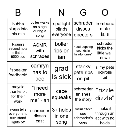 Pit Bingo Card