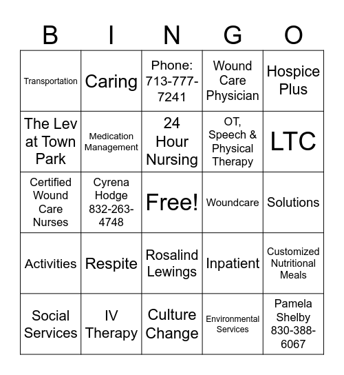 The Lev at Town Park Bingo Card