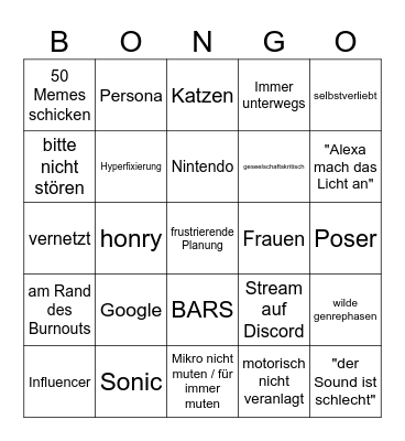 GRANT BINGOBOINGO Bingo Card