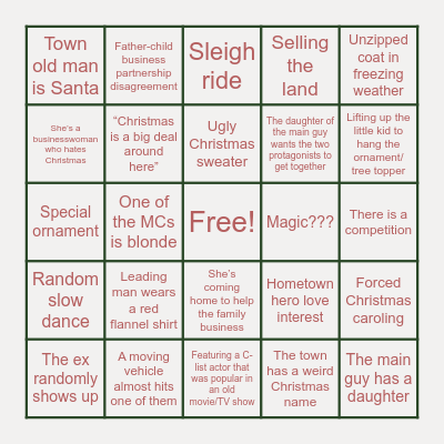 Hallmark Bingo Card