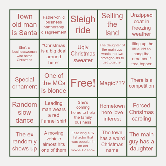 Hallmark Bingo Card