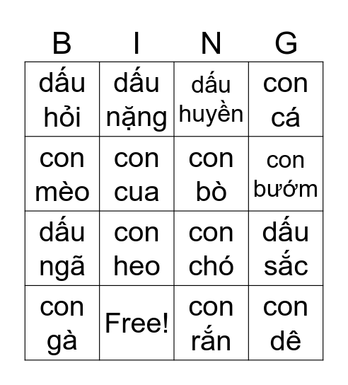 dấu vật Bingo Card
