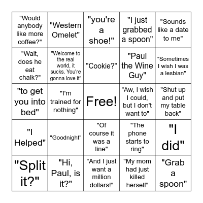 The One Where Monica Gets A Roommate Bingo Card
