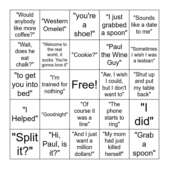 The One Where Monica Gets A Roommate Bingo Card