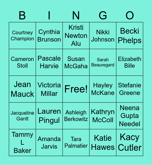GMT Women Bingo Card