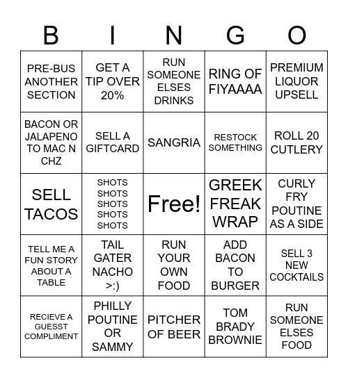 SERVER BINGO Card