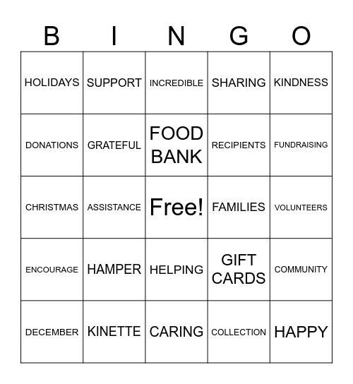 Christmas Hamper Bingo Card