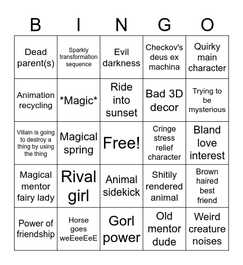 The Dumpsterfire With Glitter Checklist Bingo Card