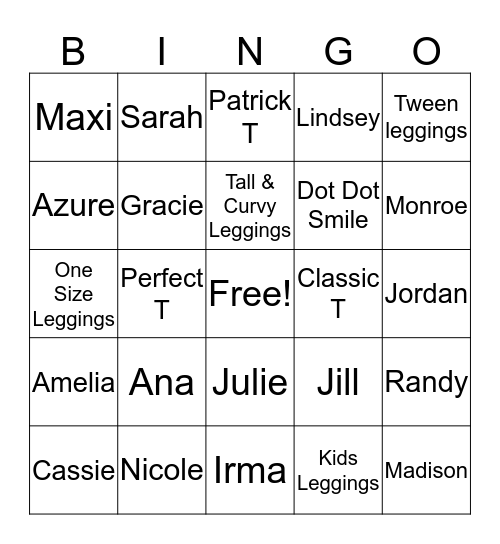 Lularoe Karen Eggers Bingo Card