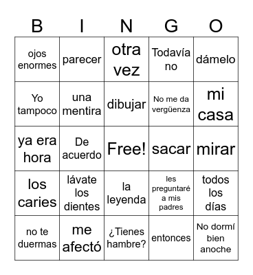 p1-20 La Casa de La Dentista Bingo Card