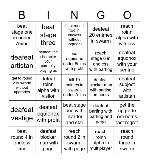 epic hours bingo Card