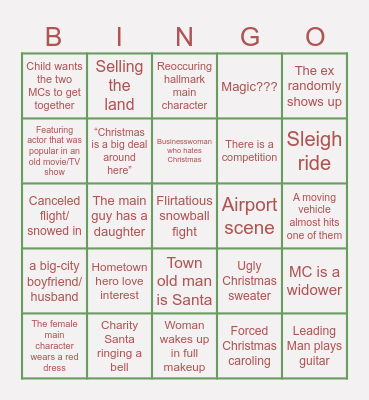 Hallmark Christmas Bingo Card