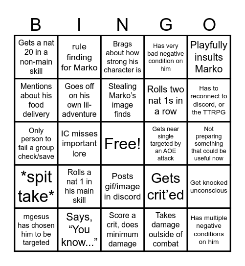 Wolf BINGO Card