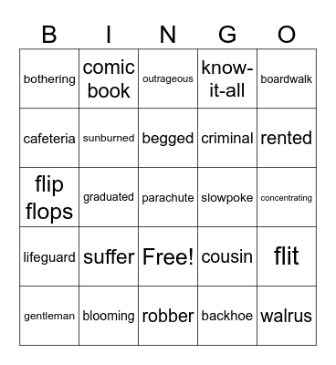 Week 1: Mr. Sunny is Funny Bingo Card