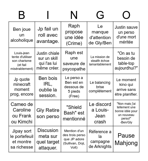 TRPG Bingo Card