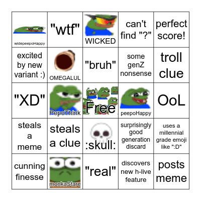 Bingo 'Balt Bingo Card