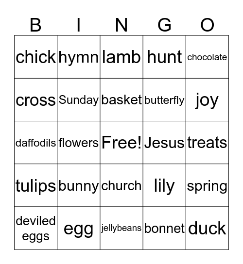 Easter Bingo Card