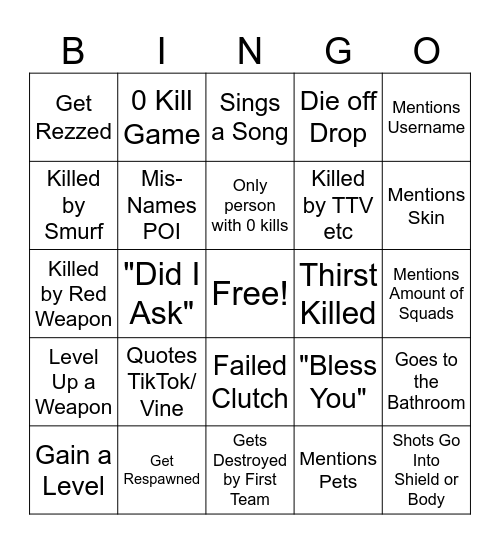 Charlie 3.0 Bingo Card