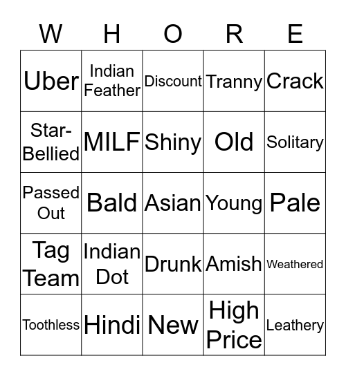 Vegas Whore Bingo Card