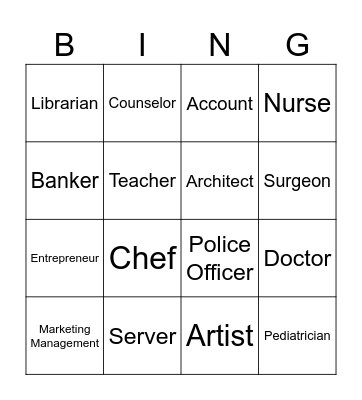 Career Bingo Card
