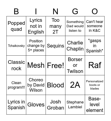 Grand Prix de France Men Bingo Card