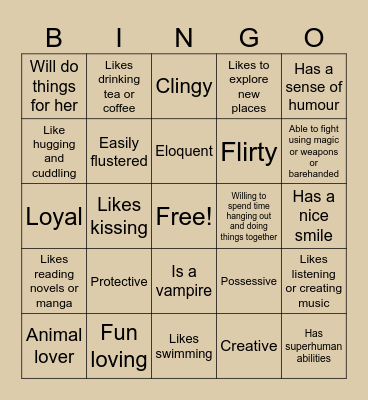 Are you Shion's type? Bingo Card