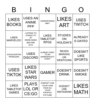 NERD BINGO Card