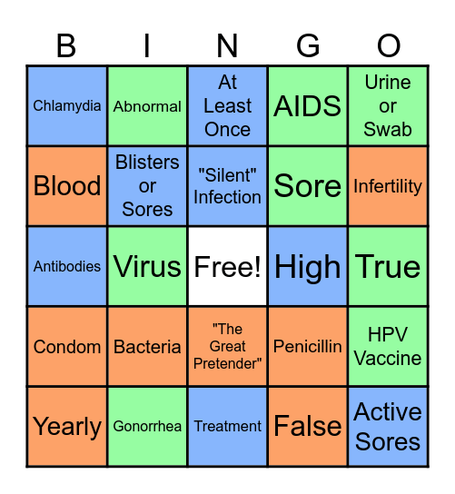 MCCHD's Infectious Disease STI Bingo Card