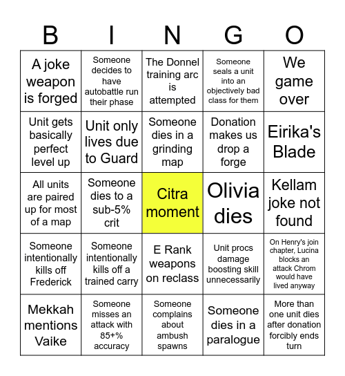 Awakening Stream Bingo Card