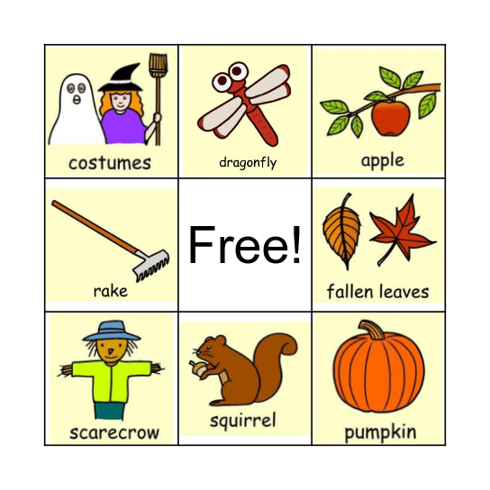 Fall Bingo Card