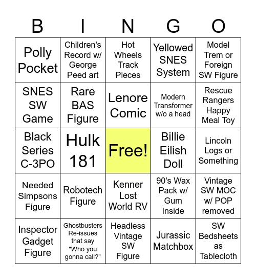 Com and Collected - Toy Show Bingo Card