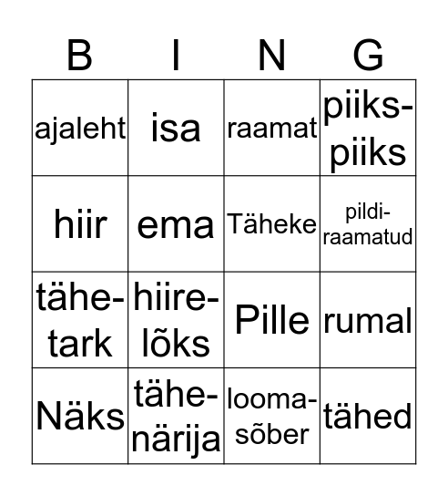 Tähe-targad Bingo Card