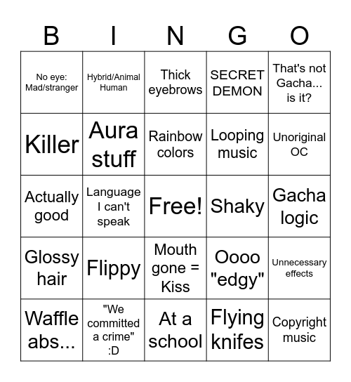 Gacha Bingo (Furina Edition) Bingo Card