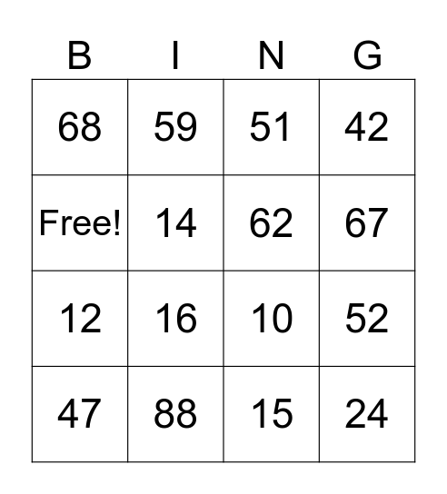 HSC Bingo Card
