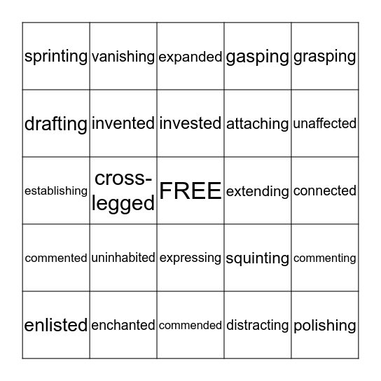 3.5 Real Words Bingo Card
