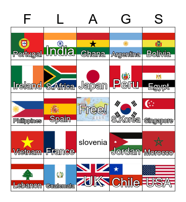 COUNTRIES Bingo Card