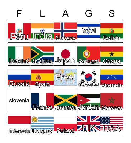 COUNTRIES Bingo Card