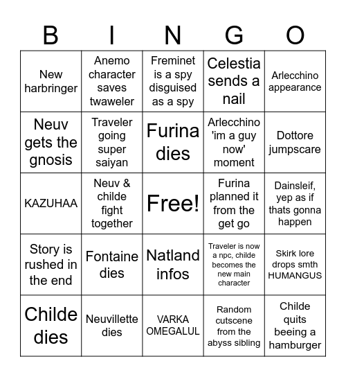 4.2 story bingo Card