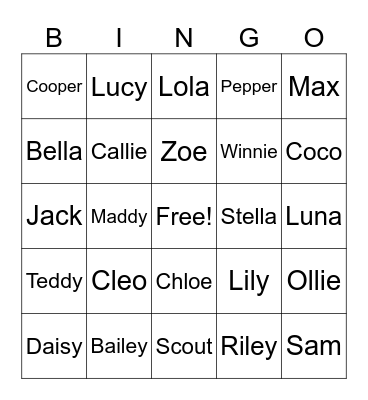 Name Bingo Card