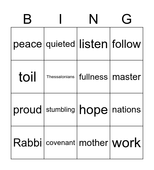 31st Sunday in Ordinary Time Year A Bingo Card