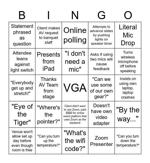 AV Bingo Card