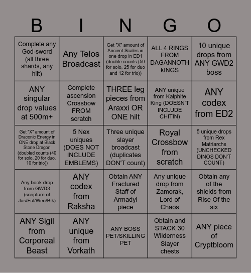 AORB BINGO Card