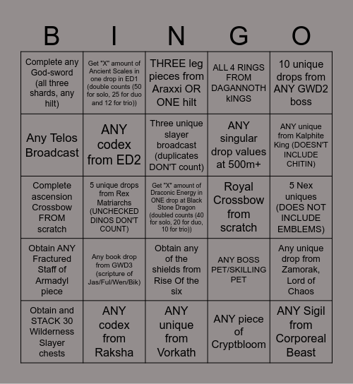 AORB BINGO Card