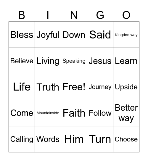 Joyful Journey Bingo Card